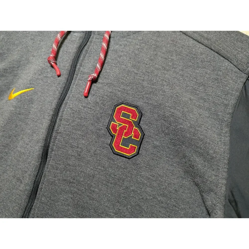 Nike Men's Medium USC Trojans Jacket Grey Full Zip Hoodie TEAM ISSUE